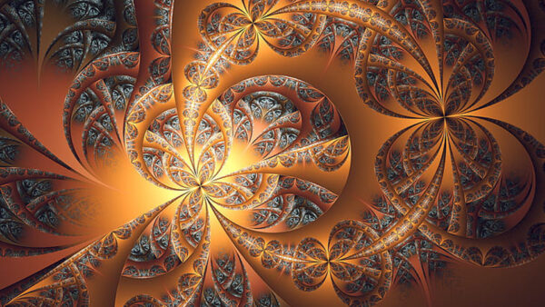 Wallpaper Art, Black, Abstract, Orange, Light, Glare, Fractal, Digital