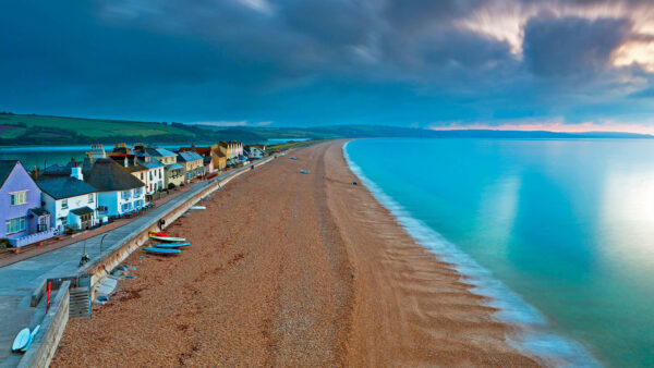 Wallpaper Houses, Under, Sky, Ocean, Blue, Beautiful, Beach, Bing, Sand, White, Clouds, Scenery