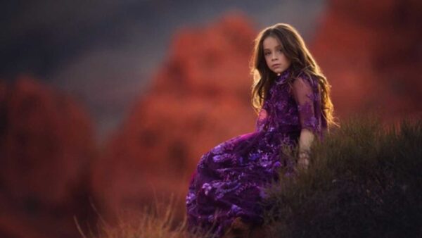 Wallpaper Girl, Background, Dress, Blur, Wearing, Lace, Sitting, Purple, Cute, Little