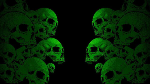 Wallpaper Skulls, Horror, Background, Black, Green