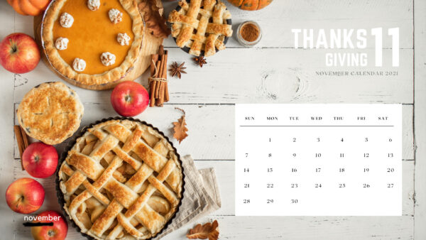 Wallpaper Cookies, November, Calendar, Thanksgiving, 2021, Apples