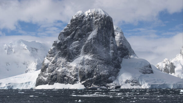 Wallpaper Background, Covered, Rock, White, Snow, Clouds, Mountain, Blue, Sky