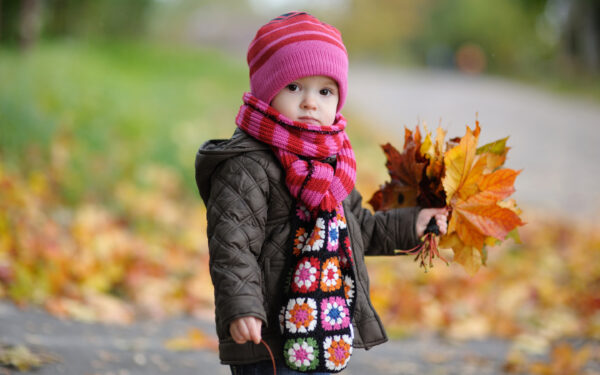 Wallpaper Cute, Leaves, Autumn, Baby