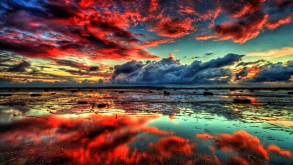 Wallpaper Clouds, Reflection, Colourful