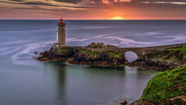Wallpaper Nature, Sunset, France, Sea, Lighthouse, During, Desktop, Mobile