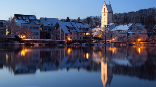 Wallpaper Lake, Reflection, Travel, During, Germany, Desktop, Building, Mobile, Baden-Württemberg, Near, House, With, Winter