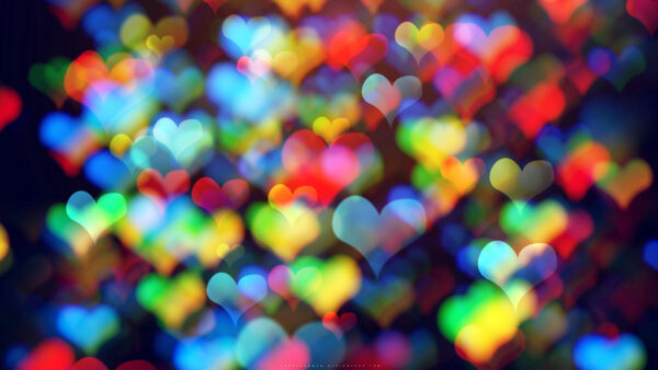 Wallpaper Colorful, Bokeh, Hearts, Abstract