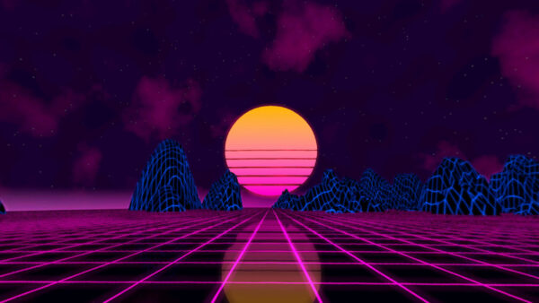 Wallpaper Reflection, Moon, Neon, Synthwave, Yellow, Pink