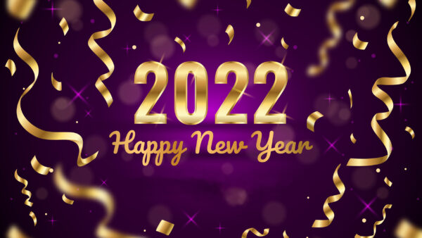 Wallpaper 2022, Happy, Background, Glitter, Purple, New, Glare, Year