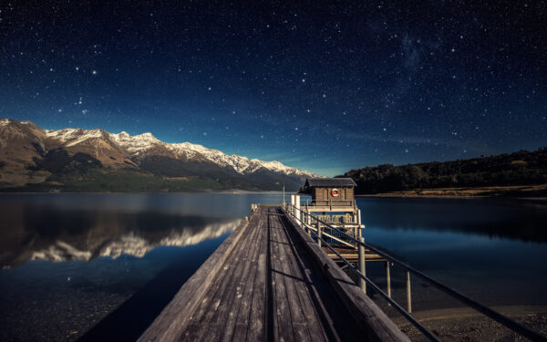 Wallpaper Mountains, Starry, Reflections, Wakatipu, Moonlight, Countless, Lake, Nghts