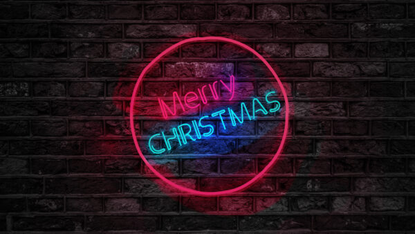 Wallpaper Neon, Merry, Sign, Christmas