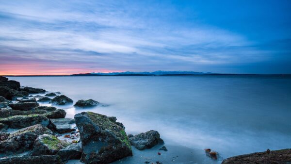 Wallpaper Beach, Sunrise, Body, Calm, During, Sky, Water, Mobile, Above, Desktop, Blue