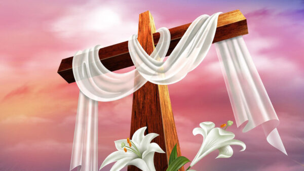 Wallpaper Desktop, White, And, Cross, Cloth, Flowers, With