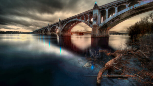 Wallpaper Old, Bridge, Desktop, Lights, Water, Nature, Mobile, Reflection, With