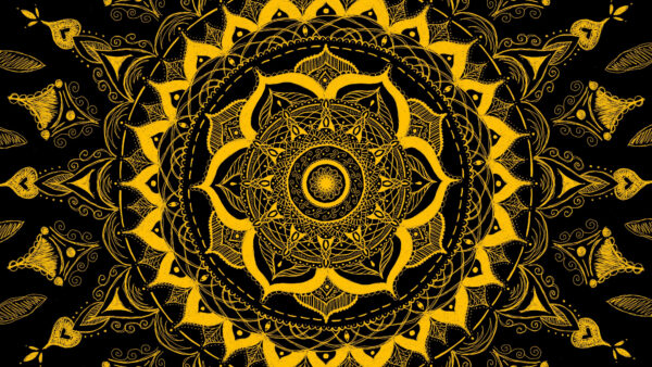 Wallpaper Flower, Black, Desktop, Abstract, Yellow, Abstraction, Pattern, Mobile