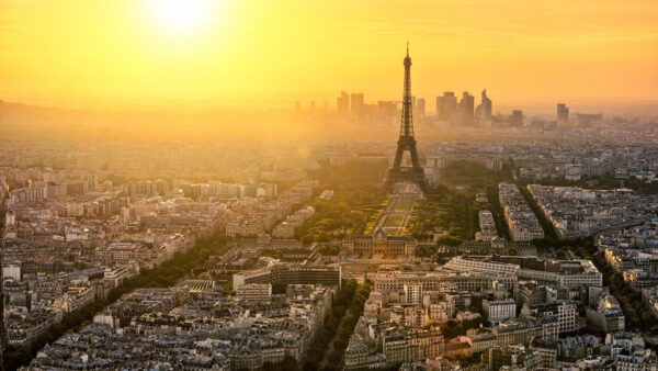 Wallpaper Paris, View, Cityscape, Sunrise, Aerial, Travel, Eiffel, During, Desktop, Tower, And