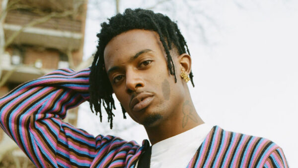 Wallpaper Carti, Black, Background, Dress, Wearing, Sky, Blue, Pink, White, Lines, Hair, Twisted, Standing, Playboi