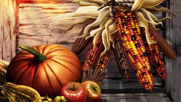 Wallpaper With, Corn, Desktop, Pumpkin, Thanksgiving, Roasted, Apple