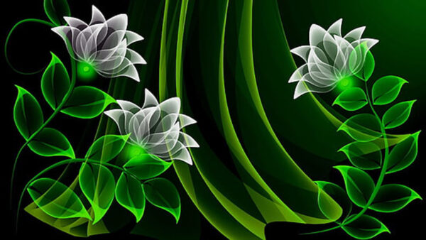 Wallpaper Art, Digital, Graphic, White, Creative, Flowers, Green, Design, Neon