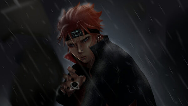 Wallpaper Naruto, Rain, Redhead, Black, Pain, Background, Dress