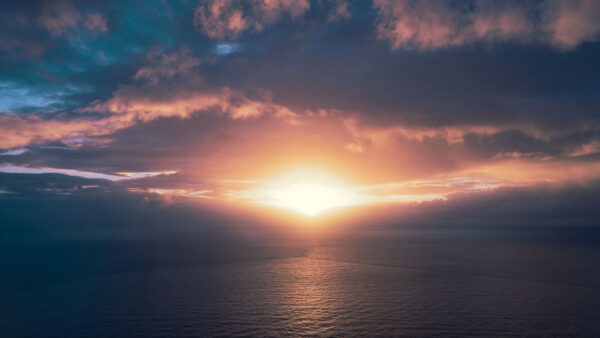 Wallpaper Background, Ocean, Sunset, Clouds, Horizon, Sky, White