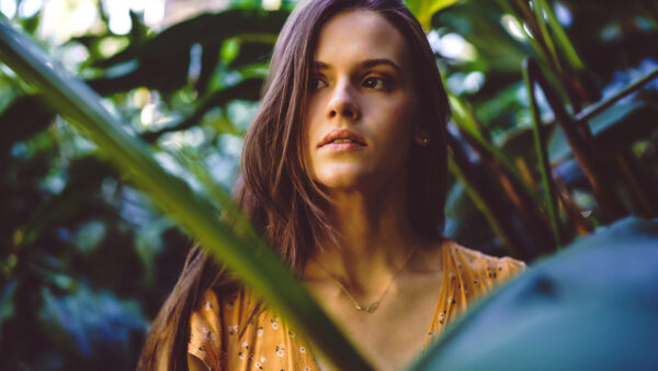 Wallpaper Girls, Wearing, Leaves, Standing, Dress, Yellow, Model, Background, Green, Girl