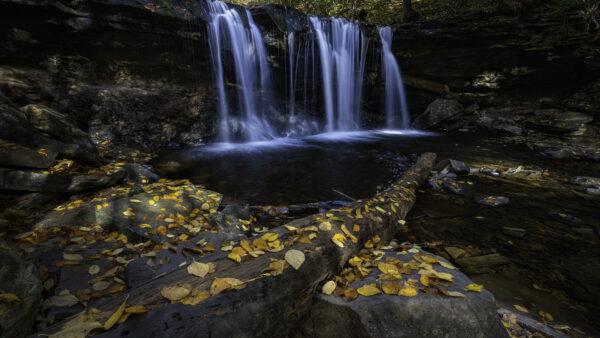 Wallpaper And, Leaves, Waterfalls, Nature, Rock, River, Desktop