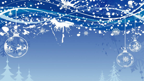 Wallpaper Christmas, Snowflakes, With, Balls, Inside, Desktop, Hanging