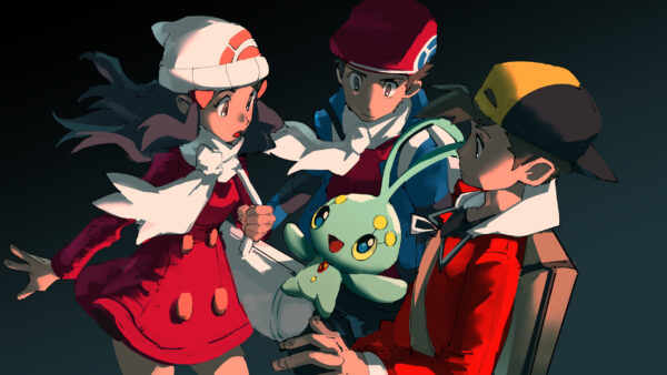 Wallpaper Hibiki, Hikari, Kouki, Manaphy, Pokemon