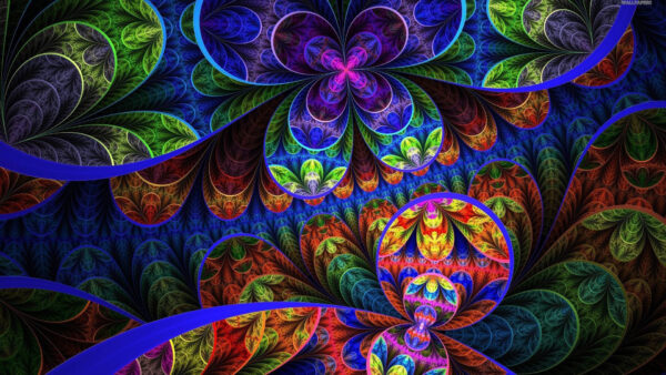 Wallpaper Trippy, Flowers, Artistic, Fractal, Colorful