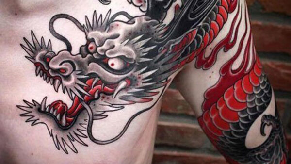 Wallpaper Dragon, For, Black, Men, Tattoo, Funny, Red, Chest, Tattoos