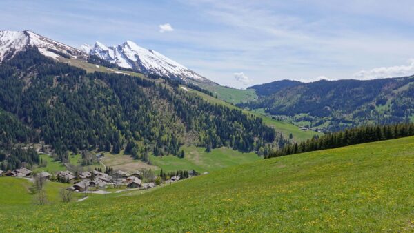 Wallpaper Houses, Nature, Grass, Background, Valley, Field, Trees, Mobile, Sky, Desktop, Blue, Scenery, Mountains, Slope