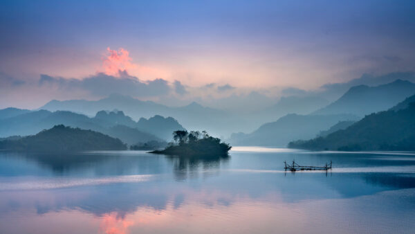 Wallpaper Landscape, Foggy, Lake