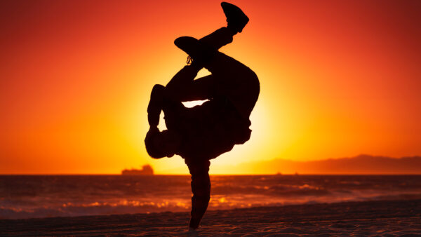 Wallpaper Stunt, Silhouette, Beach