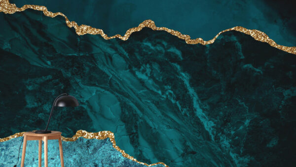 Wallpaper Gold, Teal, Desktop, Marble