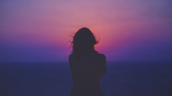 Wallpaper Desktop, Mobile, Girl, Sunset, Purple, Background