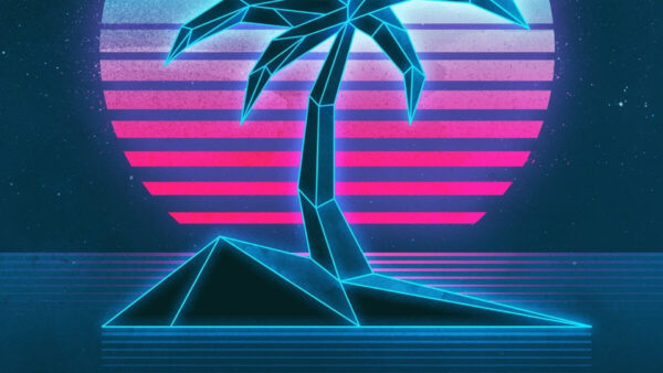 Wallpaper Tree, Palm, Illustration, Desktop, Vaporwave, Neon