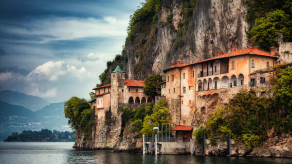 Wallpaper Travel, Rock, Lake, Italy, Monastery, Lombardy, Maggiore