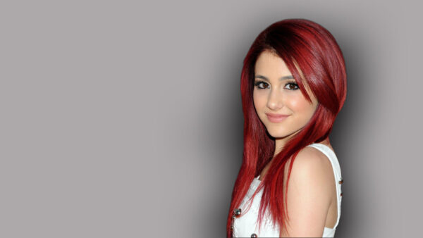 Wallpaper Smiling, Ariana, Grande, Background, Gray, With