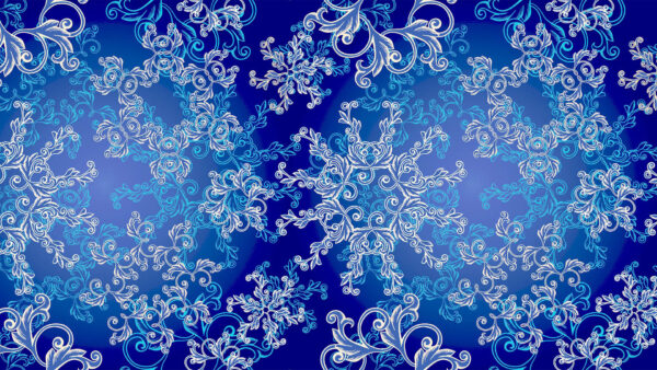 Wallpaper Blue, Abstract, Snowflake, White, Desktop, Pattern