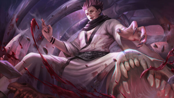 Wallpaper Sukuna, With, Jujutsu, Blood, Kaisen