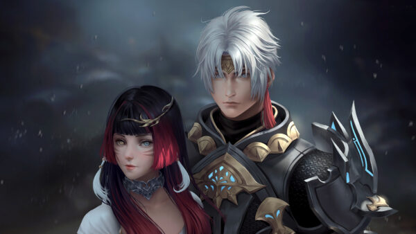 Wallpaper Red, XIV, Fantasy, Games, Final, With, Boy, Girl, Desktop, And, Gray, Black, Hair