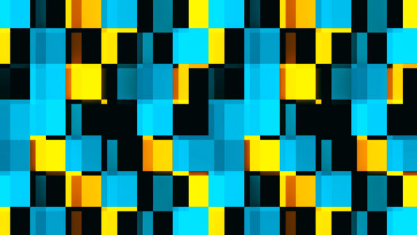 Wallpaper Blue, Square, Yellow, Abstract, Black, Boxes