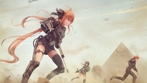 Wallpaper Desktop, Hair, Pyramid, Blur, Brown, Girl, Background, And, Helicopter, Flying, Gun, Games, Frontline, Girls, With