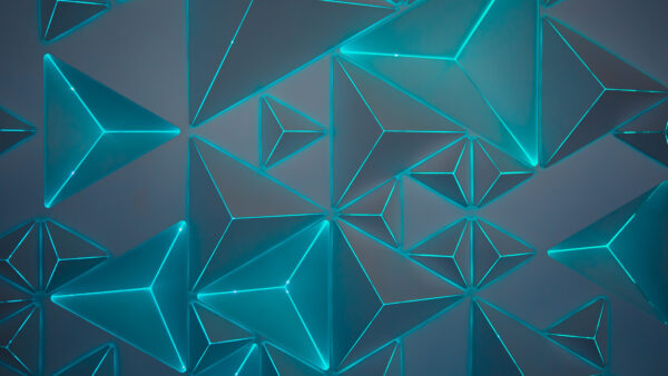 Wallpaper Neon, Geometric, Turquoise, Teal, Pentagon, Triangles