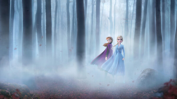 Wallpaper Fog, Background, Frozen, Elsa, Forest, Anna