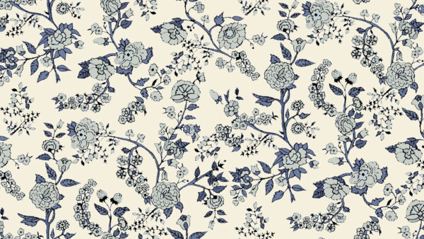 Wallpaper Flowers, White, Spoonflower, Leaves, Background, Desktop, Blue