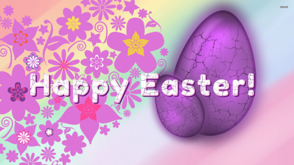 Wallpaper Easter, Happy, Purple, Eggs