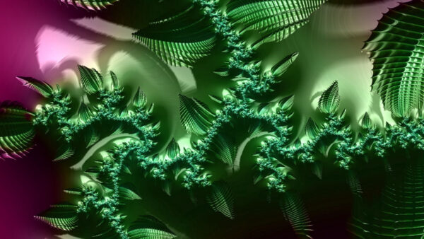 Wallpaper Trippy, Roughness, Fractal, Patterns, Desktop, Leaves, Green