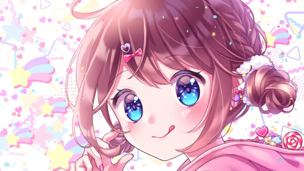 Wallpaper Girl, Anime, Black, Dress, Blue, Pink, Eyes, Hair